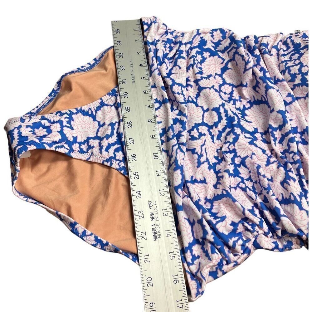 SZ Blockprints J Crew 12 Blue Floral one-shoulder one-piece swimsuit Nila‎ print - Picture 6 of 12